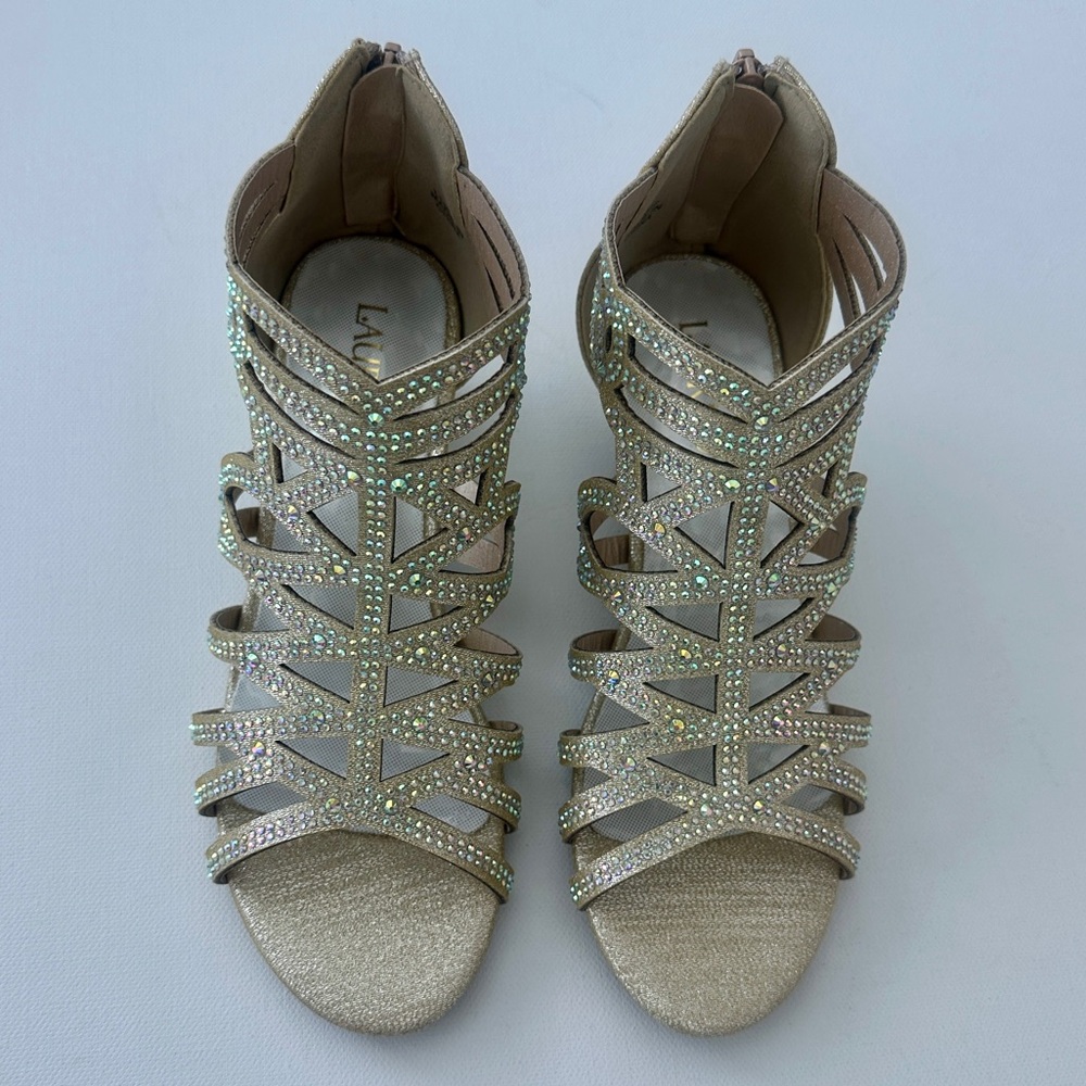 Laurmosa girl’s sandals gold high heels formal shoes.  Size 3. - Picture 4 of 11